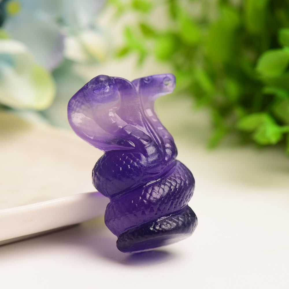 2.2" Fluorite Double Head Snake Crystal Carving Bulk Wholesale Wholesale Crystals