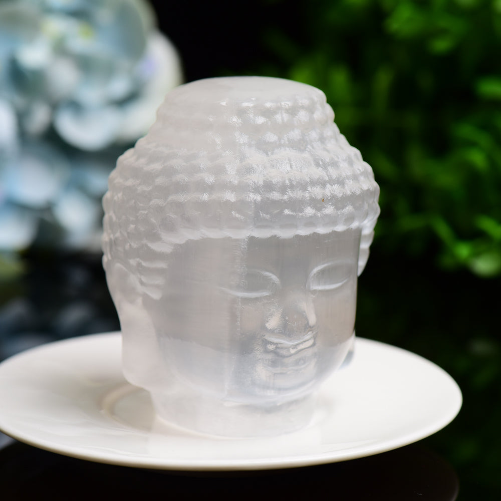 3.3" Selenite Carving Buddha Head Free Form Bulk Wholesale Wholesale Crystals