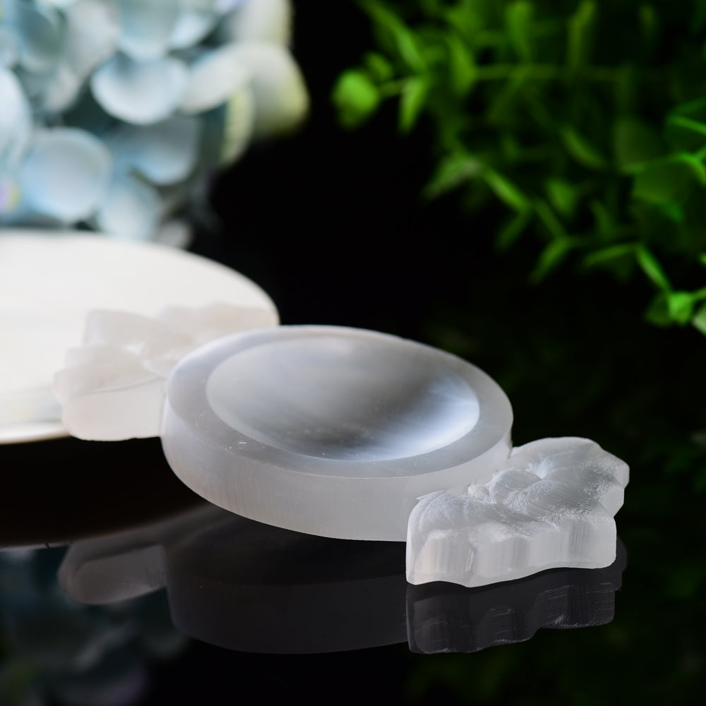 4.6" Selenite Candy Shape Bowl Bulk Wholesale Wholesale Crystals