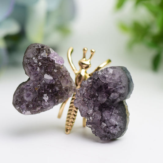 2.1" Amethyst Cluster Butterfly Design Free Form Bulk Wholesale Wholesale Crystals
