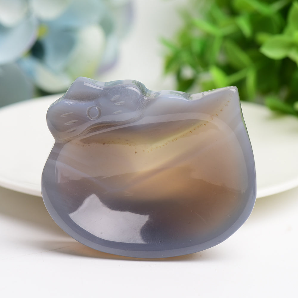 2.5" Agate Hello Kitty Bowl Crystal Carving Bulk Wholesale Wholesale Crystals