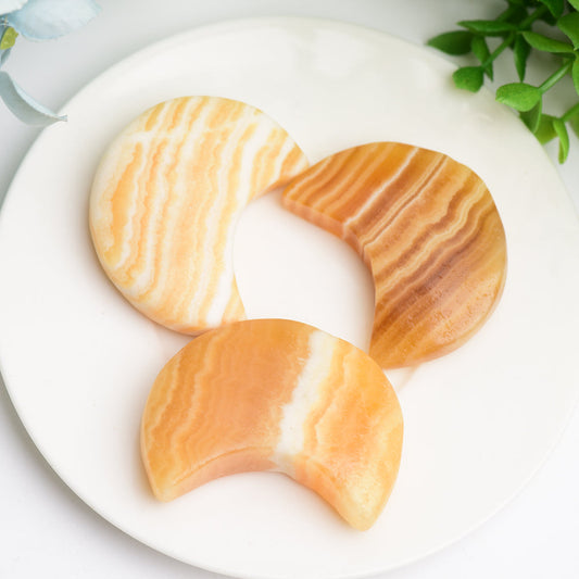 2.0" Orange Calcite Moon Crystal Carving Buk Wholesale Wholesale Crystals
