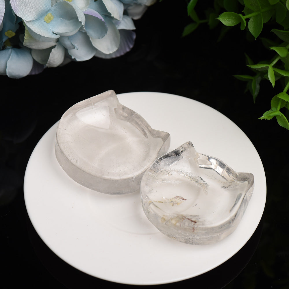 2.0"-3.5" Clear Quartz Cat Head Bowl Crystal Carving Bulk Wholesale Wholesale Crystals