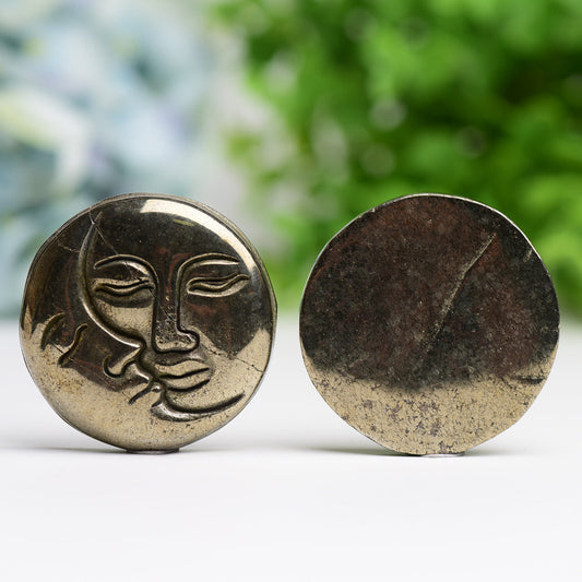 Pyrite Sun&Moon Face Crystal Carving Wholesale Crystals