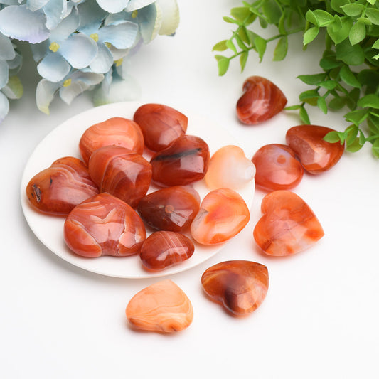 1.2"-1.5" Carnelian Heart Crytsal Carving Palm Stone Bag Bulk Wholesale Wholesale Crystals