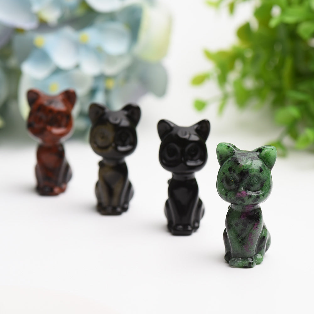 2.0" Mixed Crystal Cat Carving Bulk Wholesale Wholesale Crystals