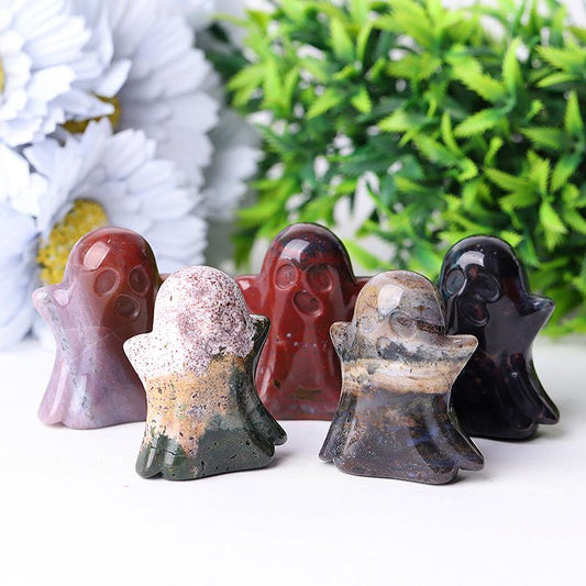 1.8" Ocean Jasper Ghost Crystal Carvings for Halloween Wholesale Crystals