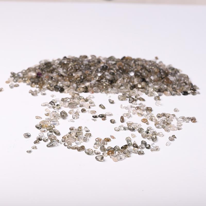 0.1kg 5-7mm Natural Green Rutiled Quartz Chips Wholesale Crystals