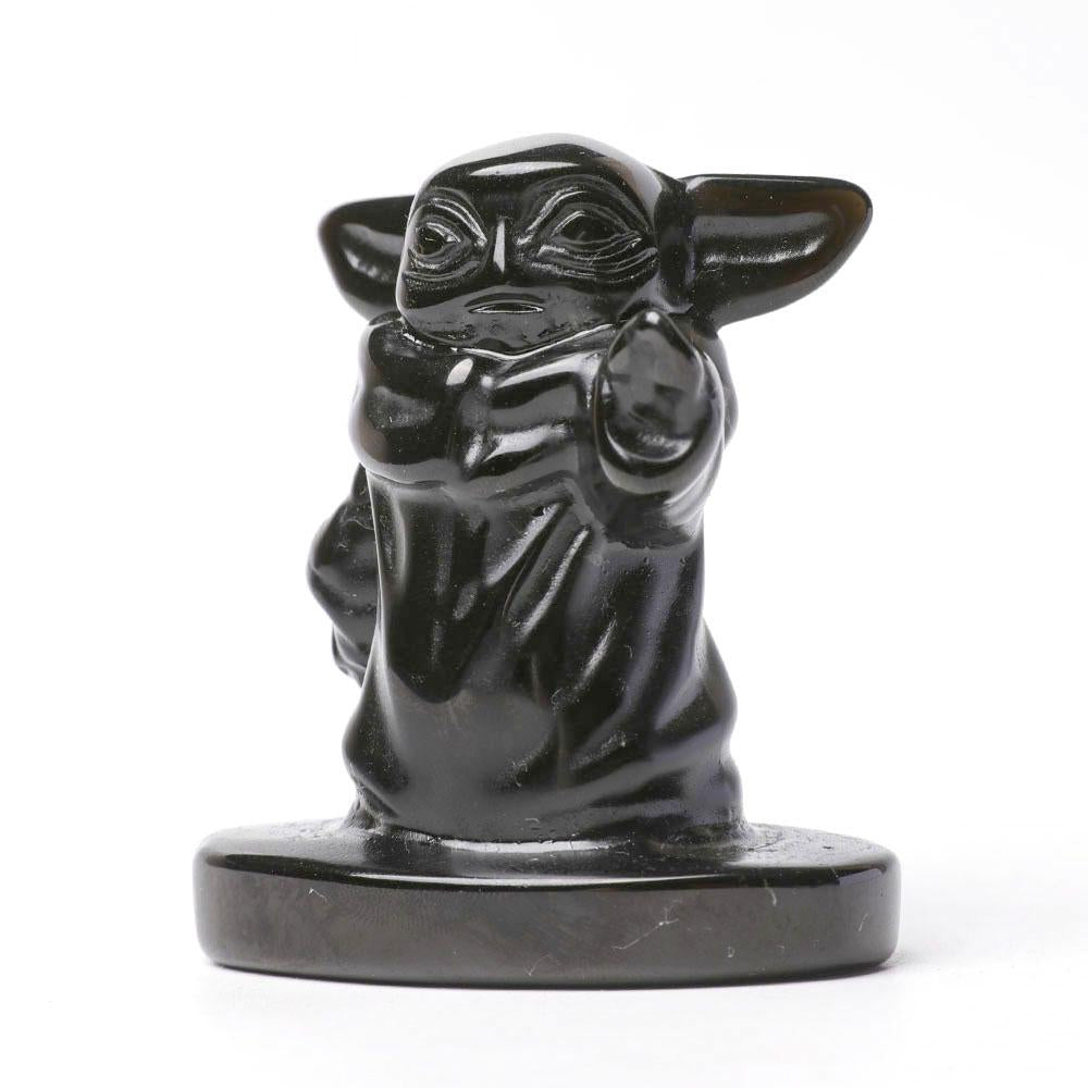 Black Obsidian Master Yoda Crystal Carvings Wholesale Crystals