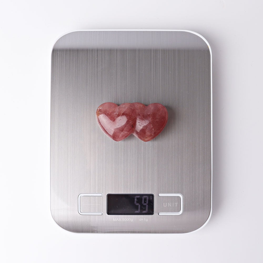 2.3" Strawberry Double Heart Crystal Carvings Wholesale Crystals