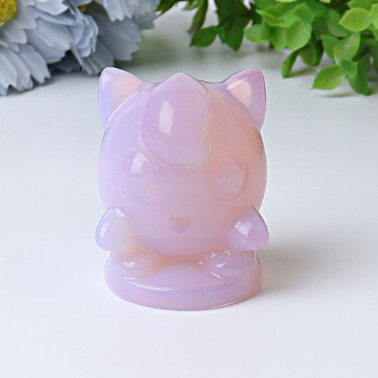 2.2" Pink Opalite Jiggly Puff Crystal Carvings Wholesale Crystals