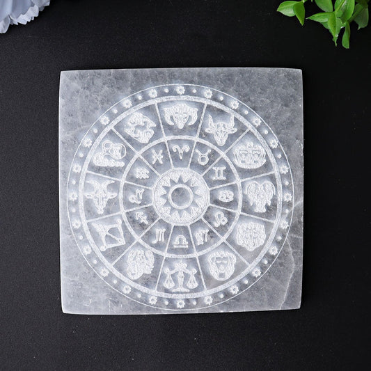 3.8" Square Selenite Coaster with Printing Wholesale Crystals