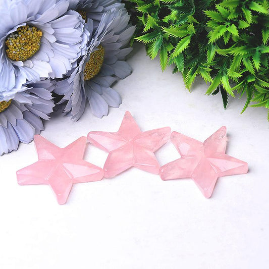 2" Rose Quartz Star Crystal Carvings Wholesale Crystals