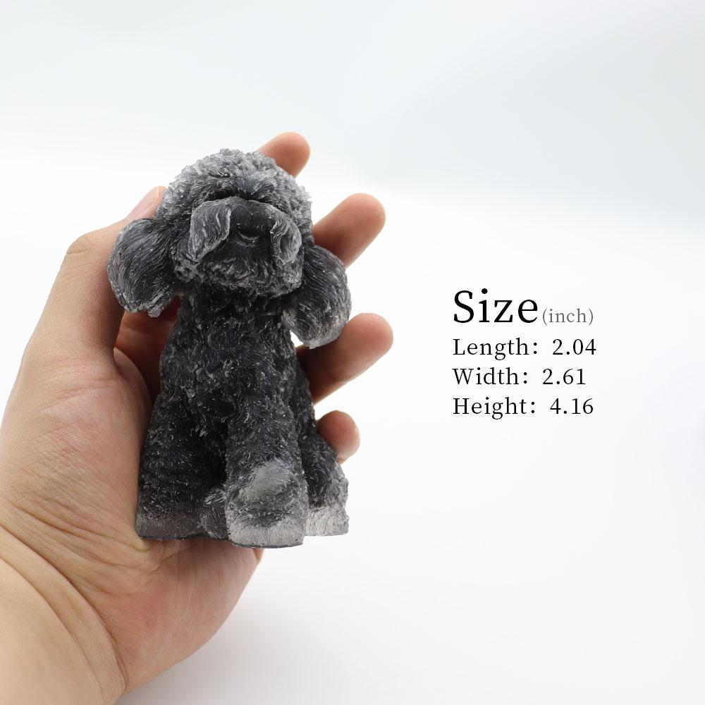 Resin Dog Figurines with Black Obsidian Gravel Toy Poodle for Kids Gifts Wholesale Crystals