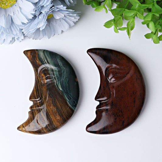 3.8" Moon Face Crystal Carvings Wholesale Crystals