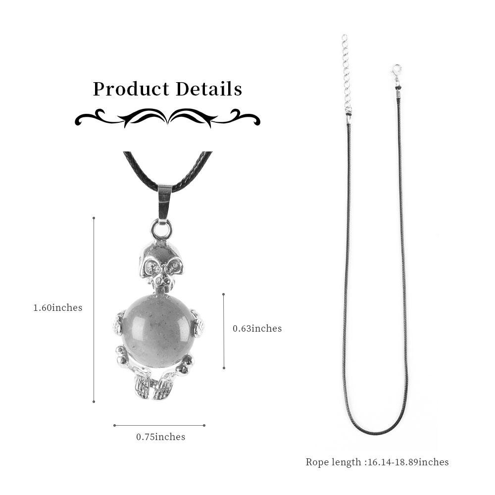 Silver Skeleton Wrapped Round Ball Gemstone Healing Crystal Pendant Wholesale Crystals