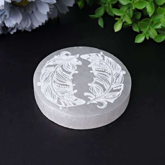 3.2" Selenite Coaster with Printing Wholesale Crystals