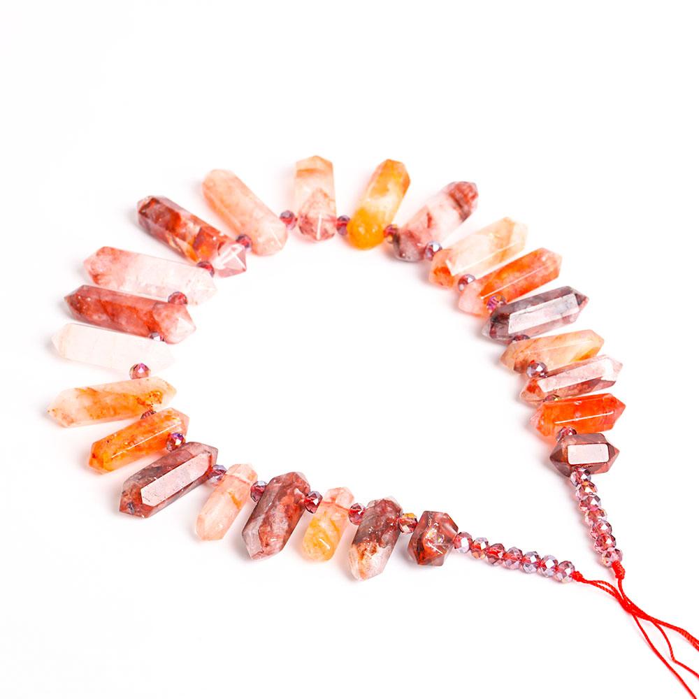 Fire Quartz Crystal Point Chain String for DIY Wholesale Crystals