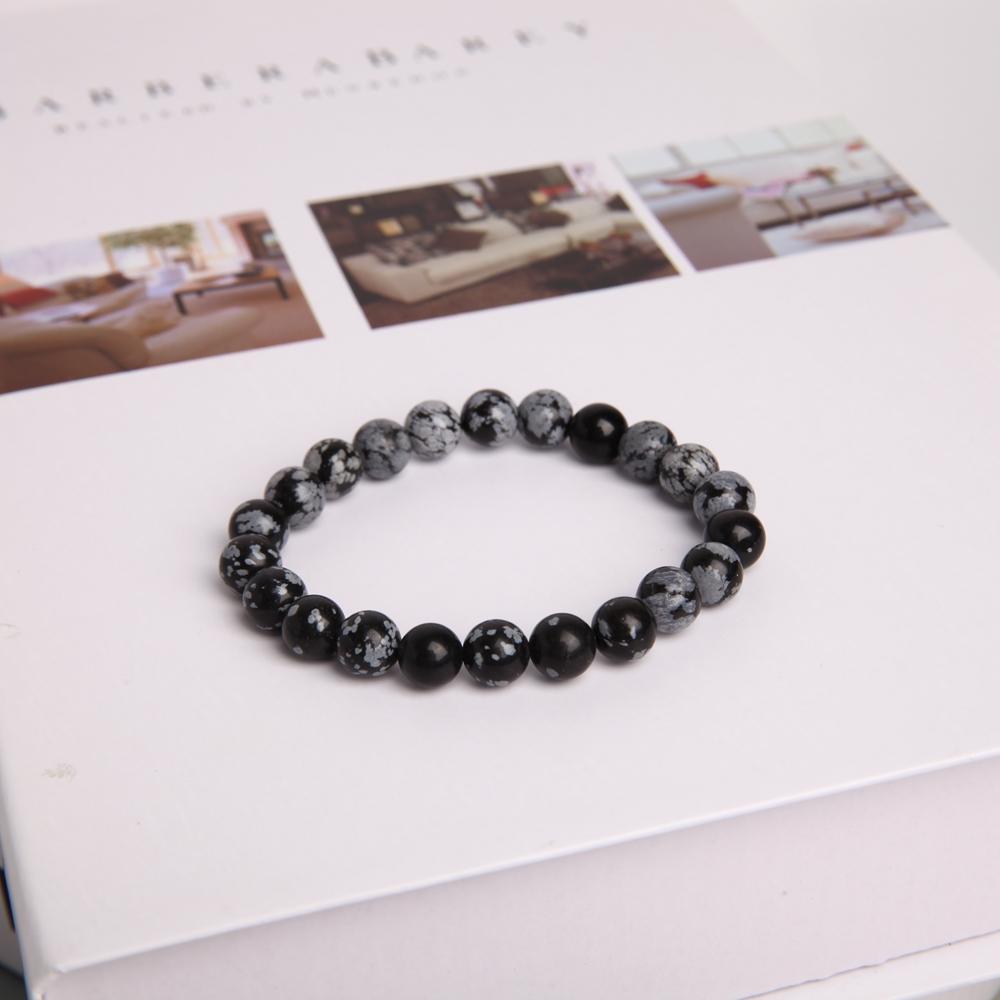 8mm Snowflake Obsidian Crystal Bracelet Wholesale Crystals