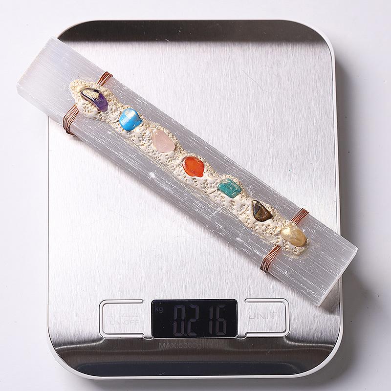 7" Selenite Wand with Chakra Stone Wholesale Crystals