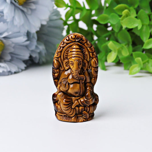 1.9" Tiger's Eye Ganesha Crystal Carving Wholesale Crystals