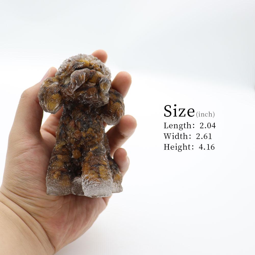 Resin Dog Figurines with Tiger Eye Gravel Toy Poodle for Kids Gifts Wholesale Crystals