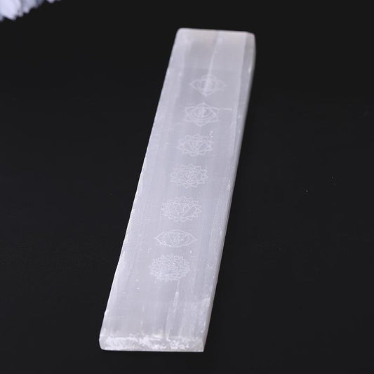 7.5" Selenite Stick Wand with Laser Engraved Chakra Pattern Wholesale Crystals