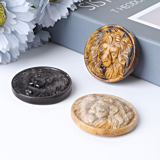 2" Round Lion Totem Crystal Carvings Wholesale Crystals