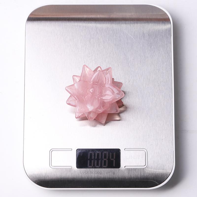 2" Rose Quartz Flower Crystal Carvings Wholesale Crystals