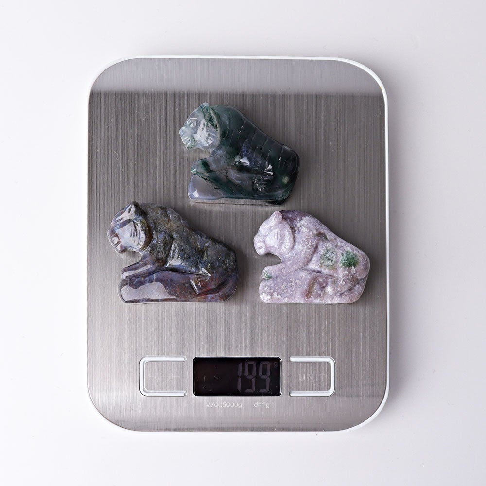 2.2" Moss Agate Tiger Crystal Carvings Wholesale Crystals