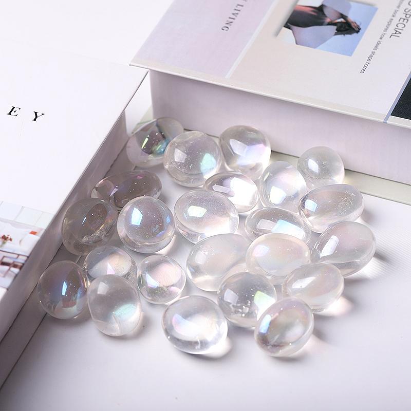 0.1kg 20mm-30mm Hot Sale Angle Aura Clear Quartz Tumbles Wholesale Crystals