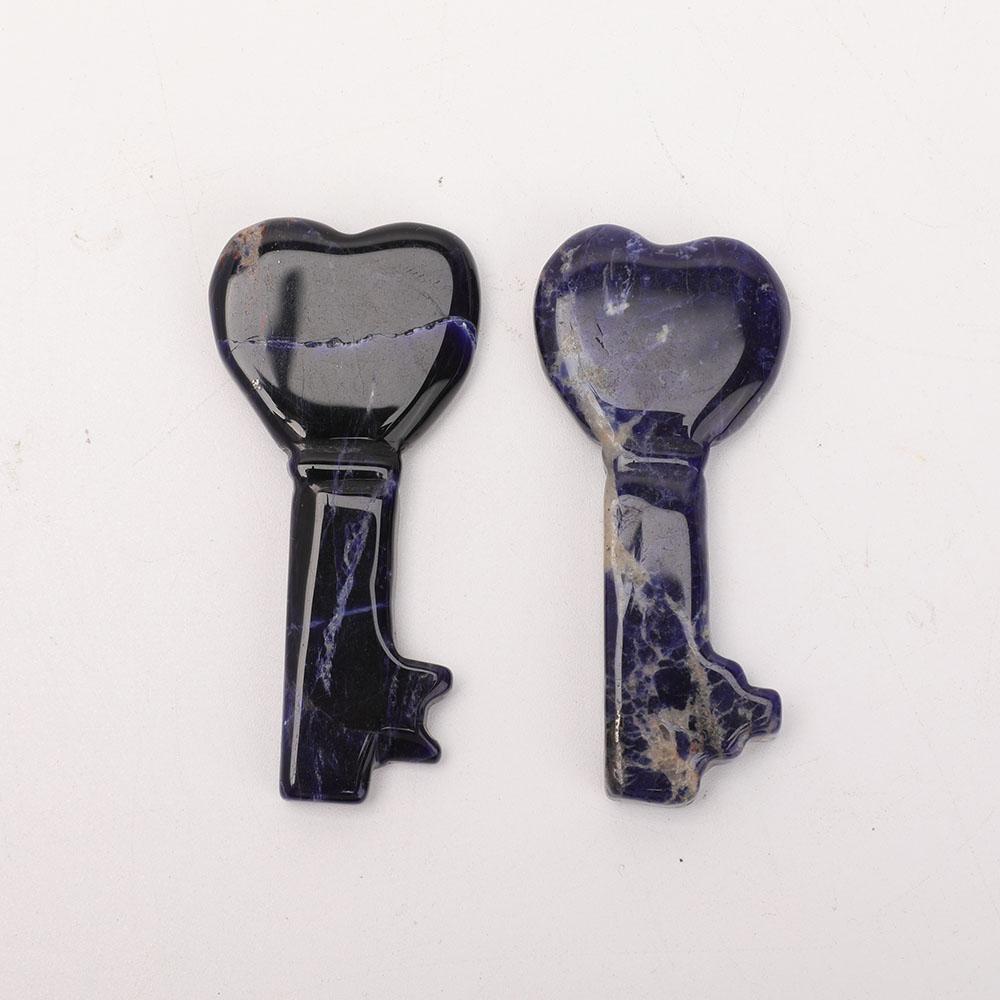 3" Sodalite Heart Key Carvings 1pc Wholesale Crystals