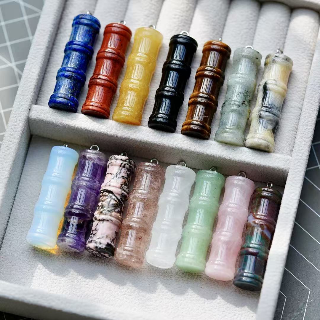 Crystal Bamboo Good Luck Pendant Crystal Healing Bulk Wholesale