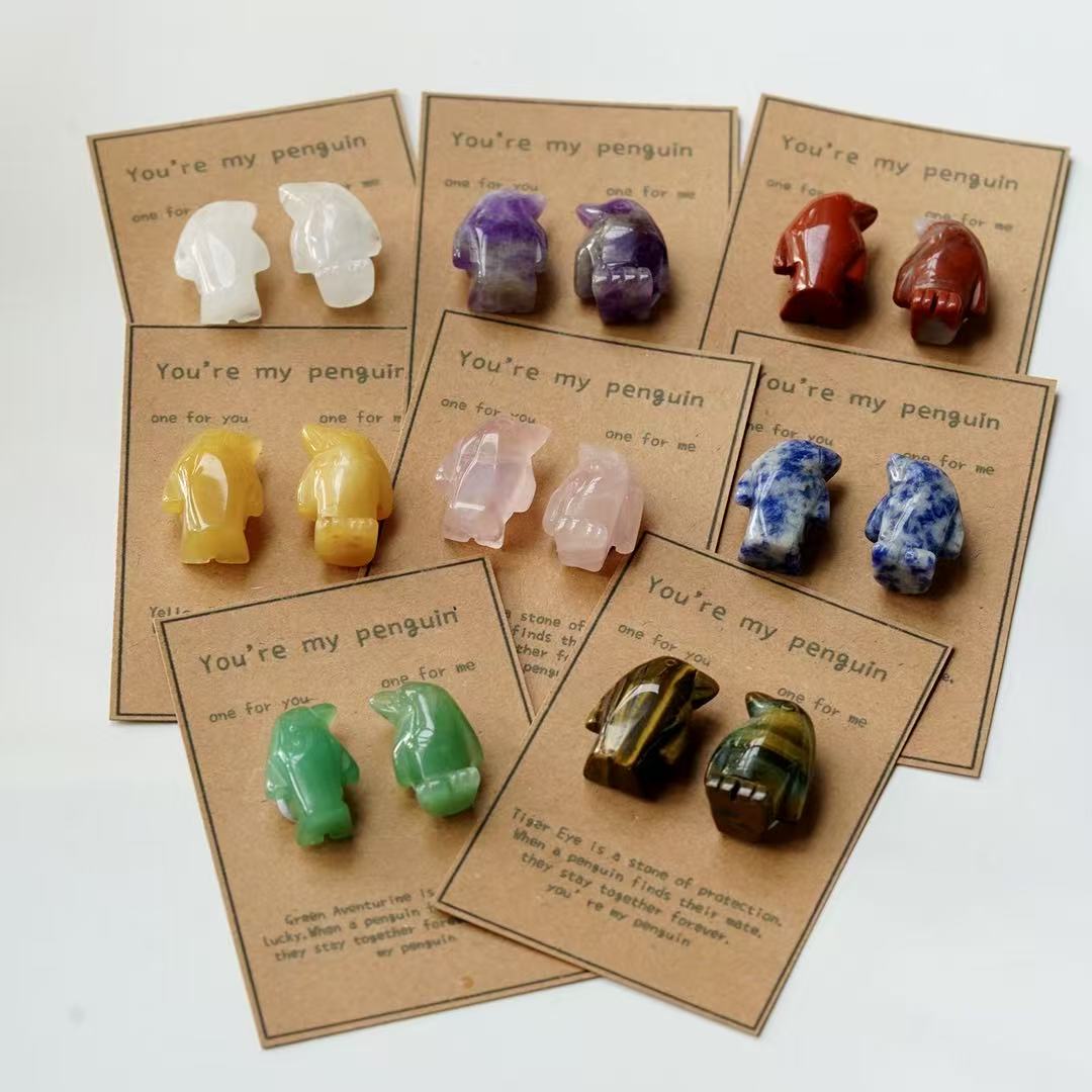 Crystal Sweet Valentine's Day Gift Penguin Carving Crystal Healing Bulk Wholesale