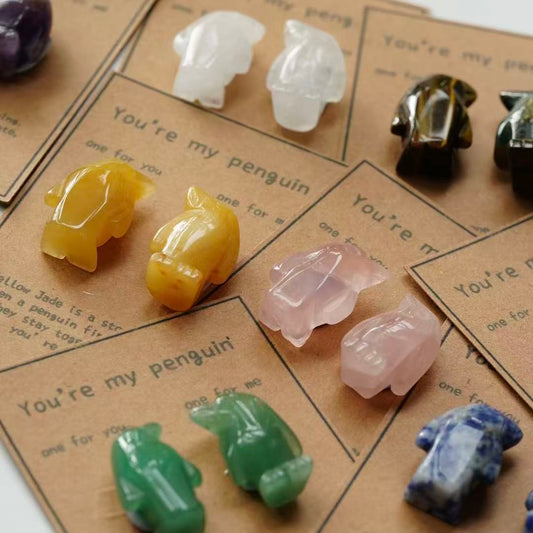 Crystal Sweet Valentine's Day Gift Penguin Carving Crystal Healing Bulk Wholesale