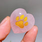 30mm Rose Quartz Heart with Golden Printing Cat Dog Paw Wholesale