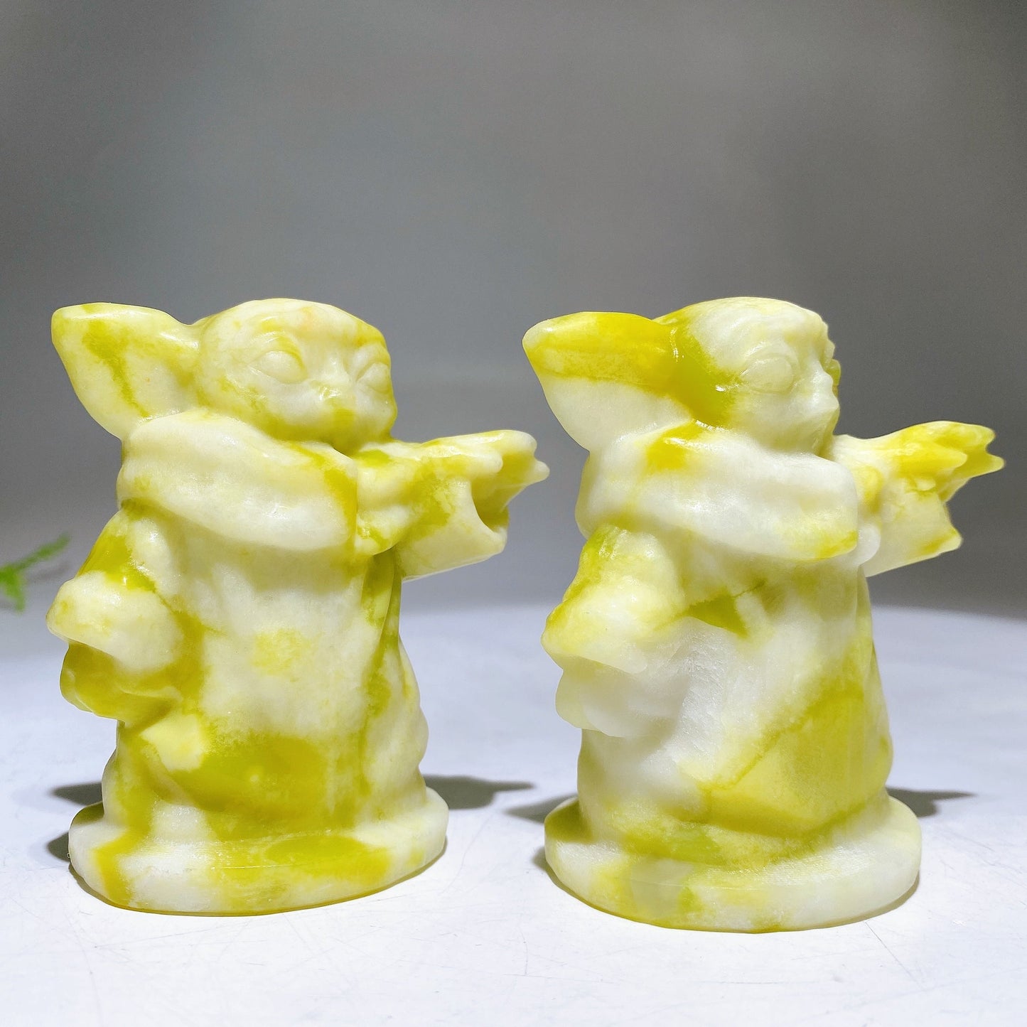 3.1" Natural Gemstone Serpentine Yoda Carving Wholesale