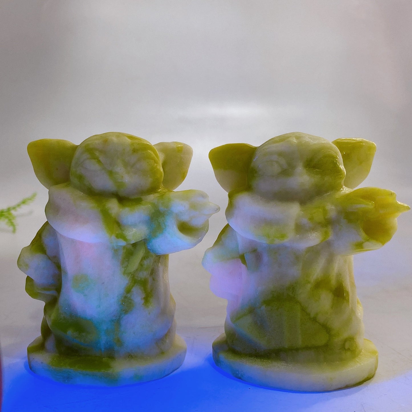 3.1" Natural Gemstone Serpentine Yoda Carving Wholesale