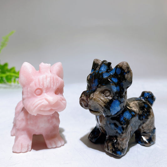2.3" Natural Crystal Schnauzer Dog Carving Wholesale