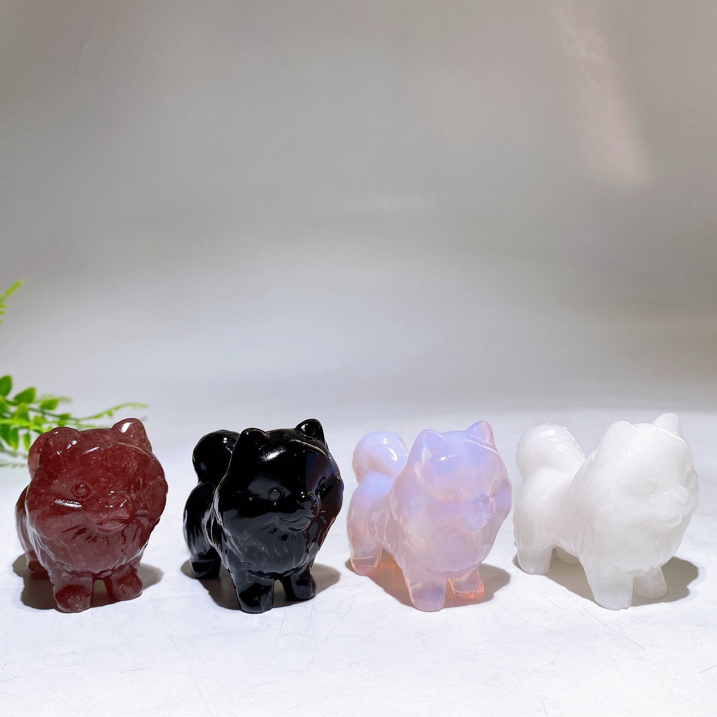 2.2" Naturla Crystal Pomeranian Dog Carving Wholesale