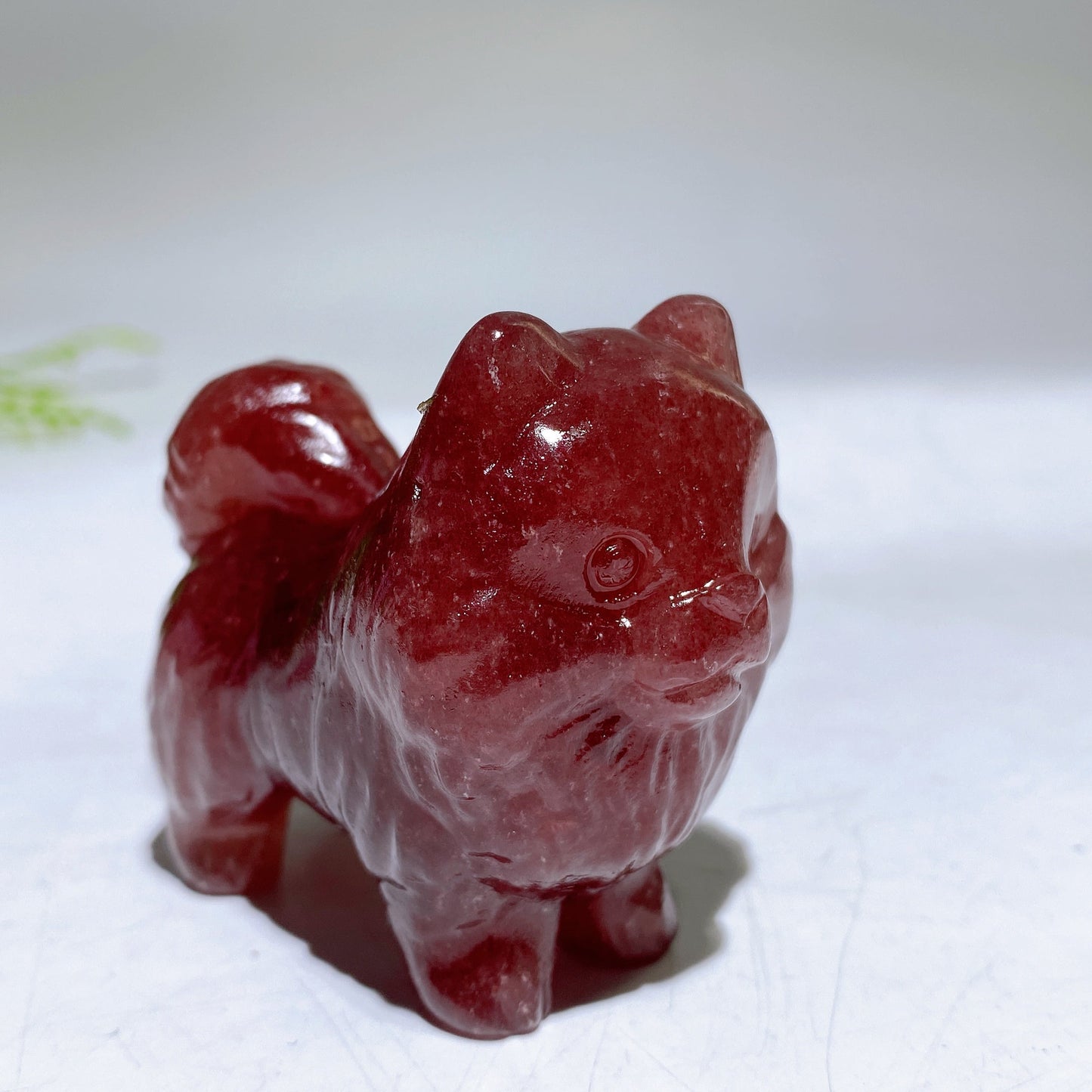 2.2" Naturla Crystal Pomeranian Dog Carving Wholesale