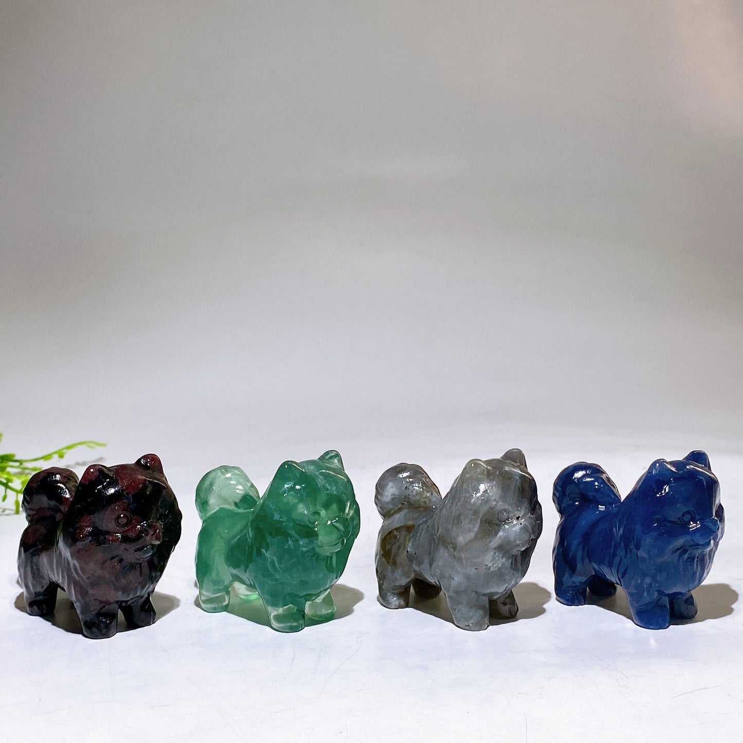 2.2" Naturla Crystal Pomeranian Dog Carving Wholesale