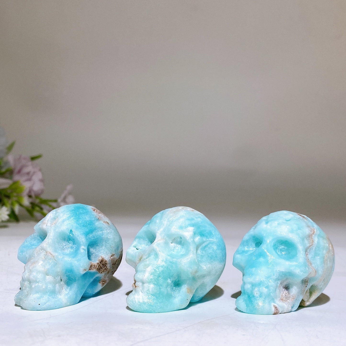 1.9" Hemimorphite Skull Carving Crystal Healing Bulk Wholesale