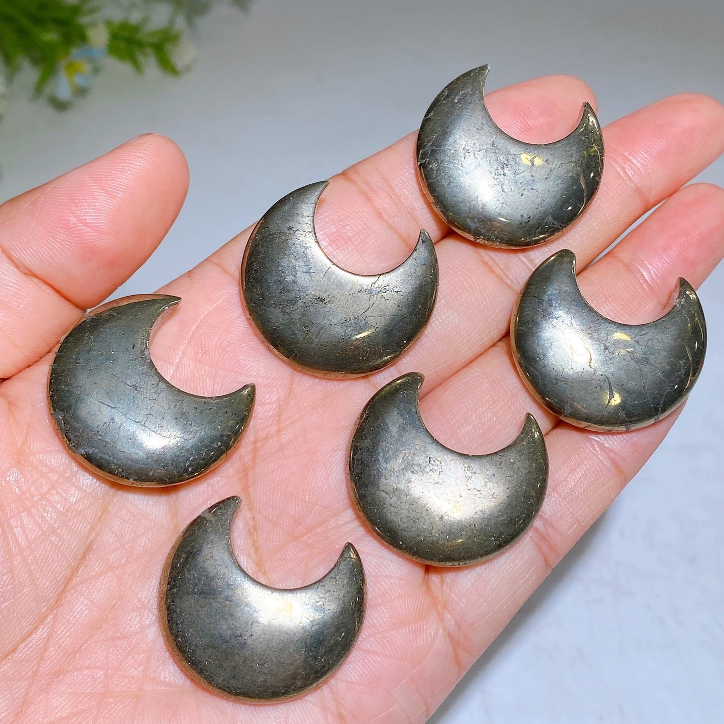 1.2" Pyrite Moon Star Carving Wholesale