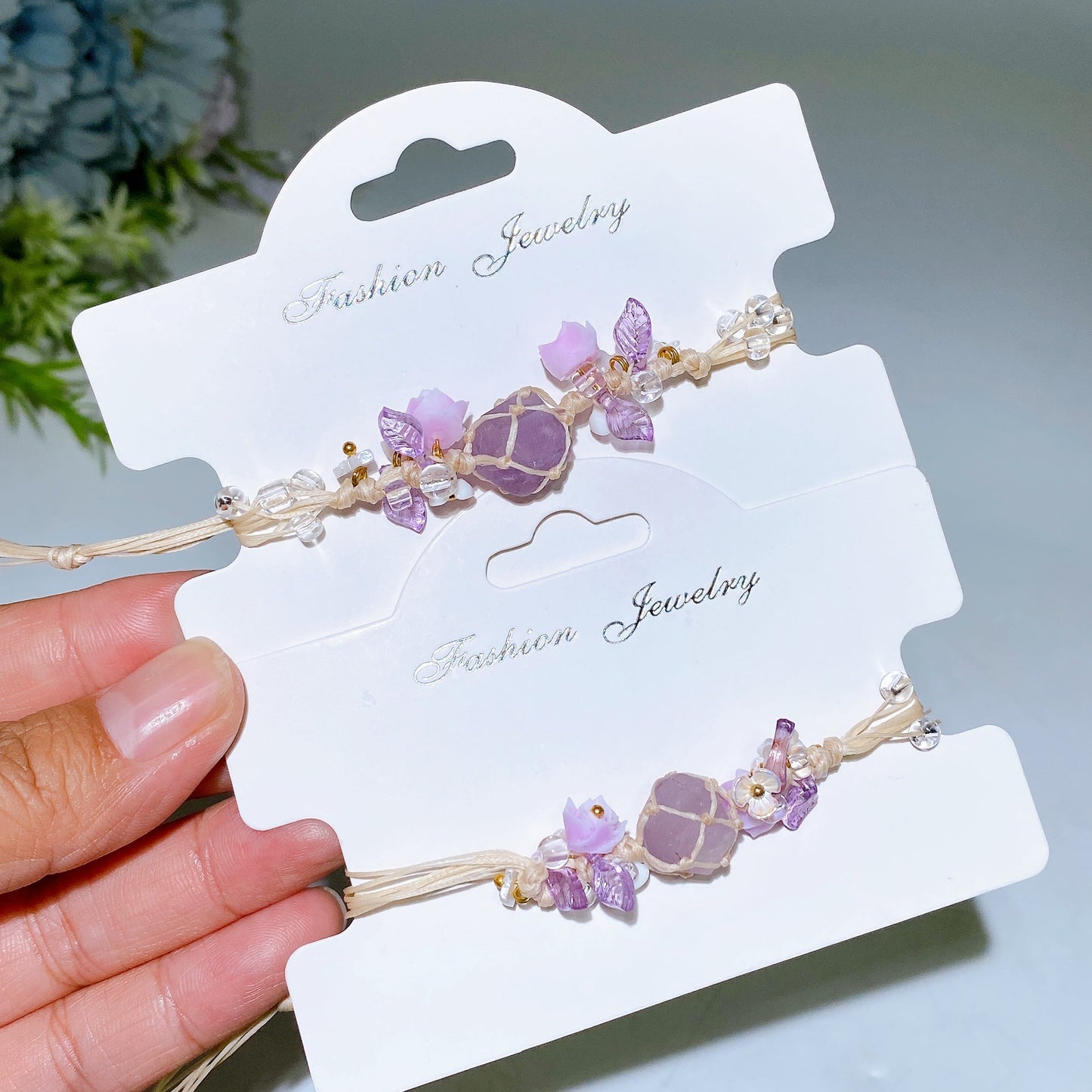 Raw Amethyst with Flower Decor Bracelet Crystal Healing Bulk Wholesale