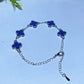 Cooper Silver Plated Lapis Four Leaf Clover Bracelet Crystal Healing Bulk Wholesale