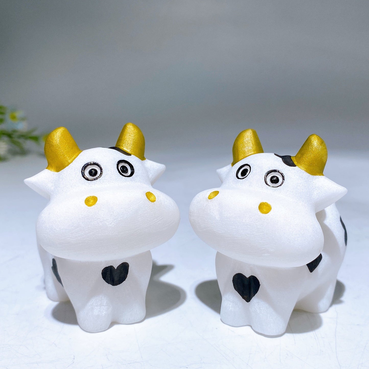 2.4" White Jade Cow Carving For Decoration Wholesale