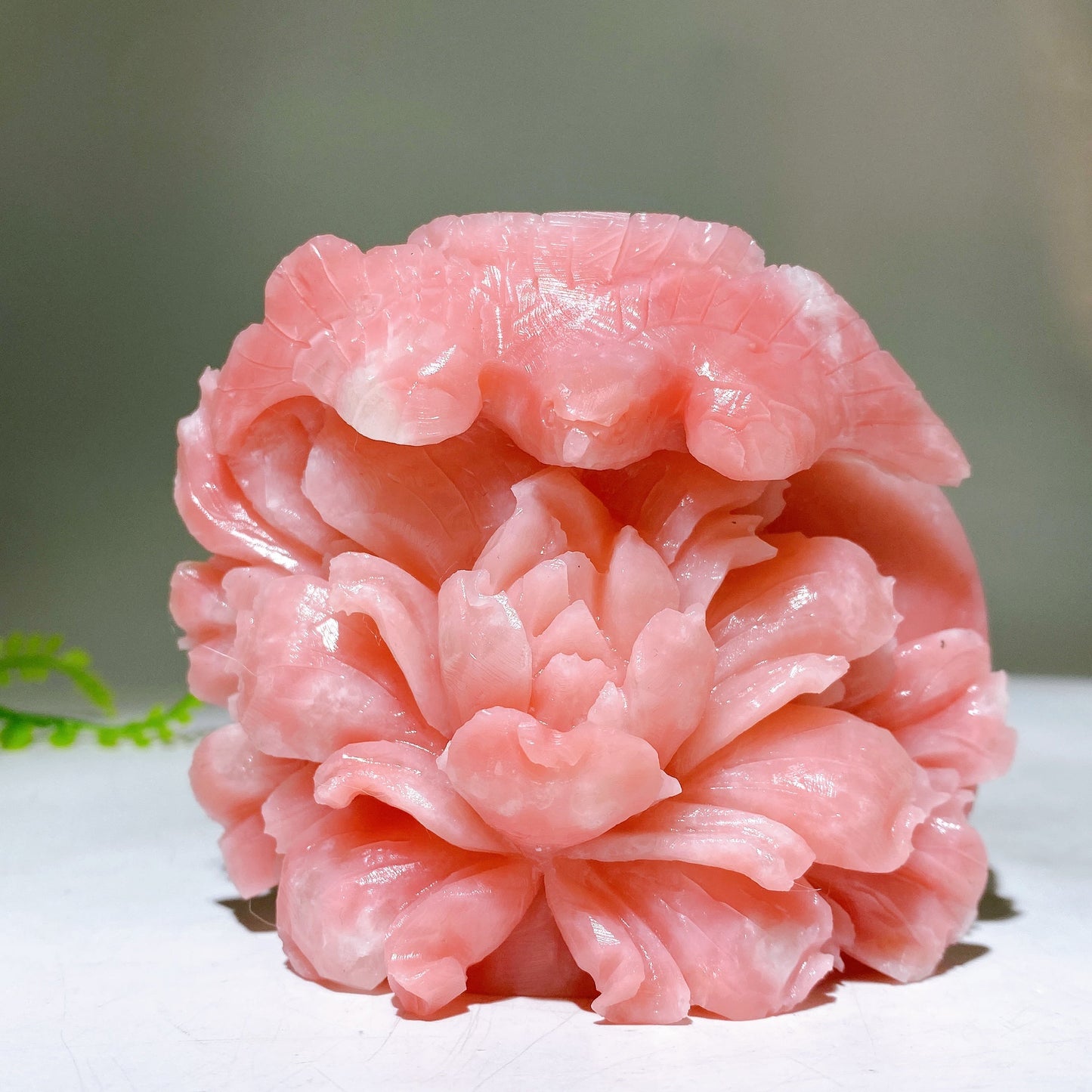 3.6" Unique Hand Carved Natural Pink Opal Bird Peony Free Form Wholesale