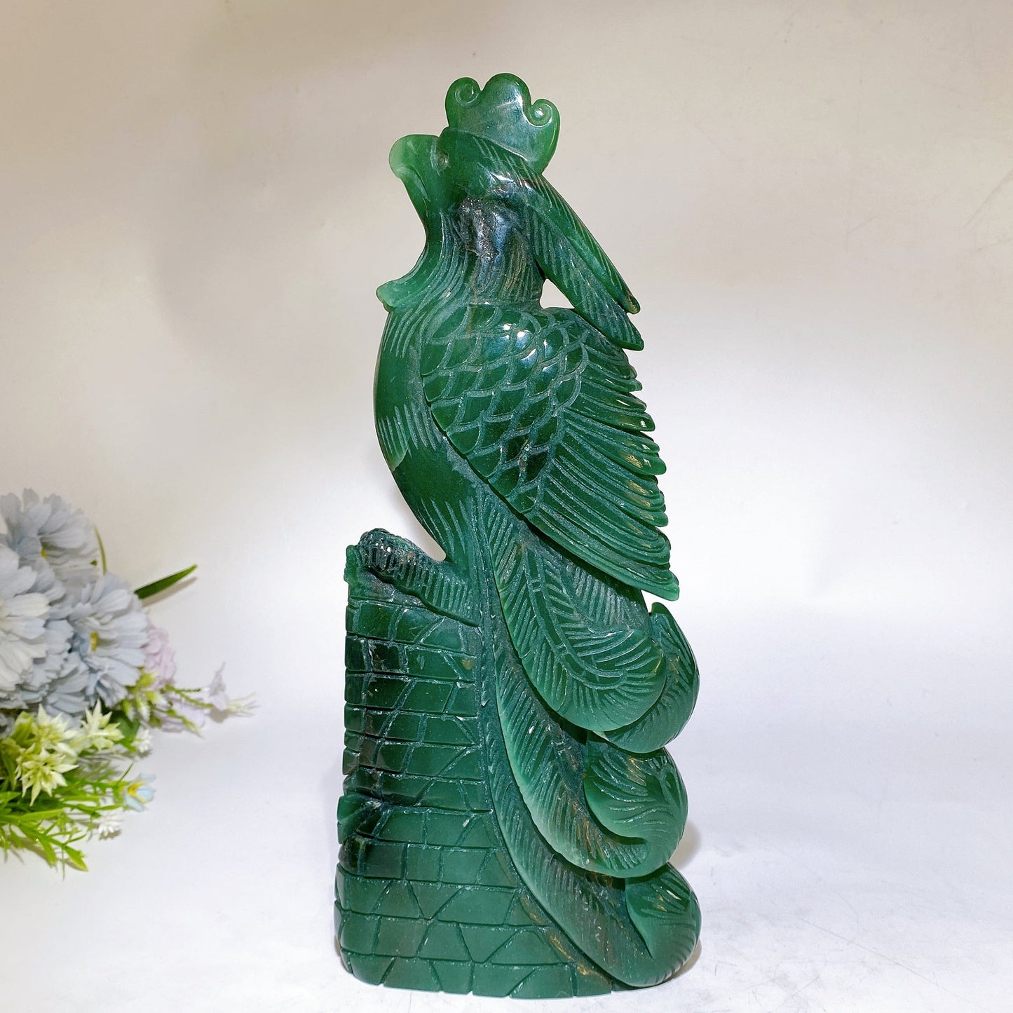 30cm Large Unique Green Aventurine Parrot Carving Crystal Healing Bulk Wholesale