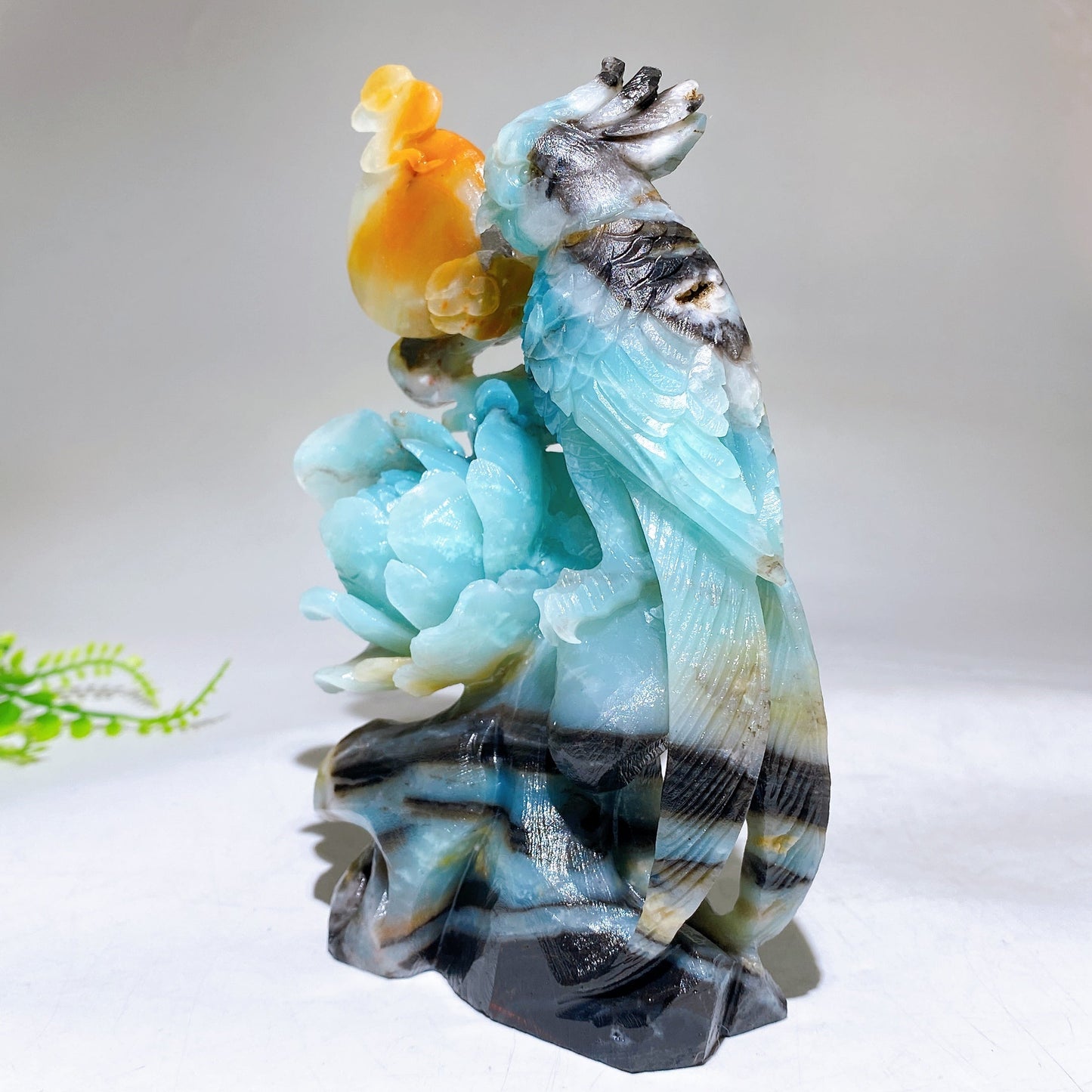 Hand Carved Unique Natural Caribbean Calcite Parrot Peony Cloud Free Form Wholesale